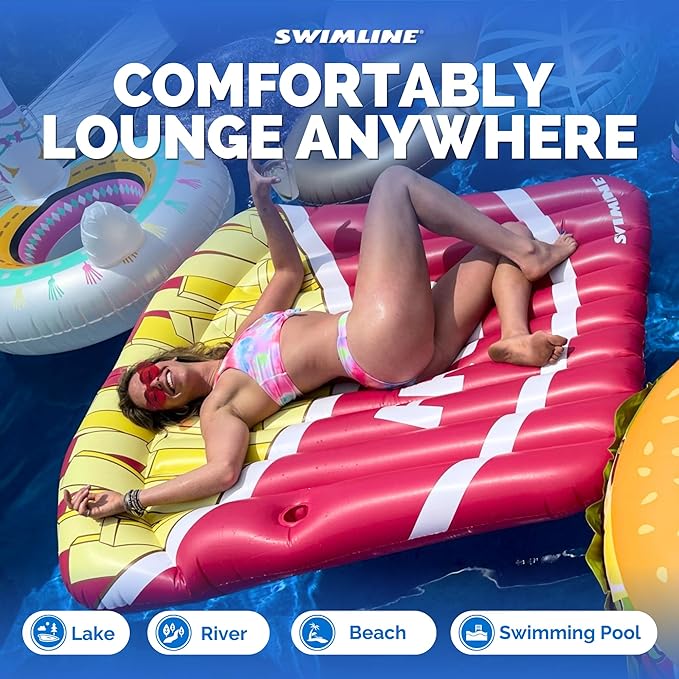 SWIMLINE ORIGINAL French Fries Pool Float – Durable Vinyl Lounger for Adults & Teens – Fun Pool Float for Lake, Beach, or Backyard – Easy to Inflate and Store