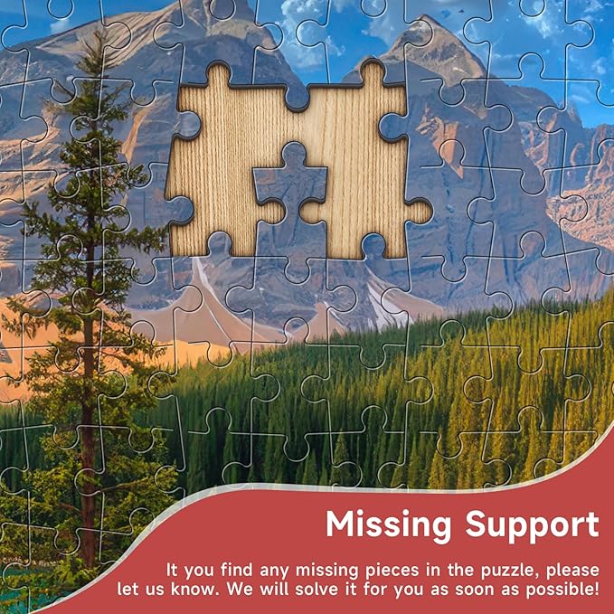 Turquoise Mountain Lake 1000 Piece Puzzle for Adults - Rocky Mountain Peaks & Forest Art, Poster & Lettered Back, 28"x20" HD, Gift for Nature & Landscape Lovers