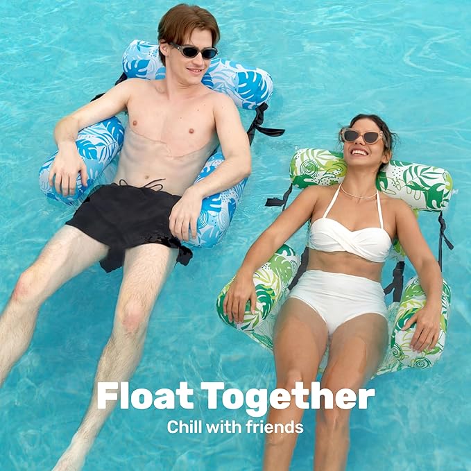 SLOOSH Inflatable Pool Floats Adult,2 Packs Floating Lounge Chairs,Blow up Pool Noodles for Adult Heavy Duty,Floating Chair for Party Summer Water Beach Lake Fun