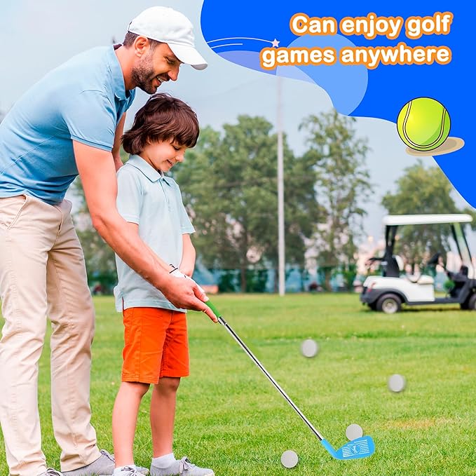 9 Pcs Kids Plastic Mini Golf Set Include 3 Scalable Golf Clubs and 6 Balls for Toddlers Outdoor Indoor Birthday Christmas Party Gifts, 3 Colors