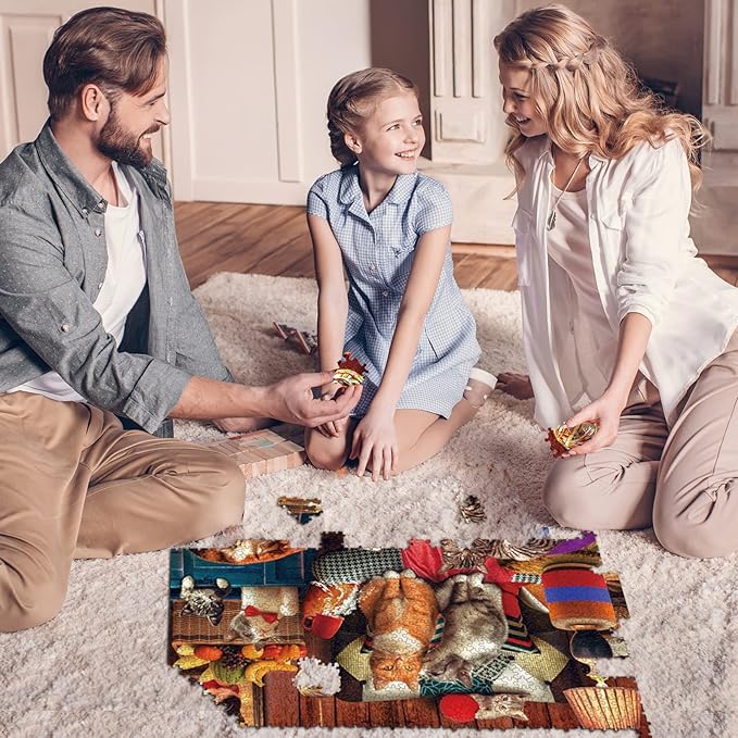 Motiloo Cute Cat Puzzles,Jigsaw Puzzles for Adults 1000 Pieces-Large Size 20" x 27",Thicken Cardboard Hight Difficulty Jigsaw Puzzles