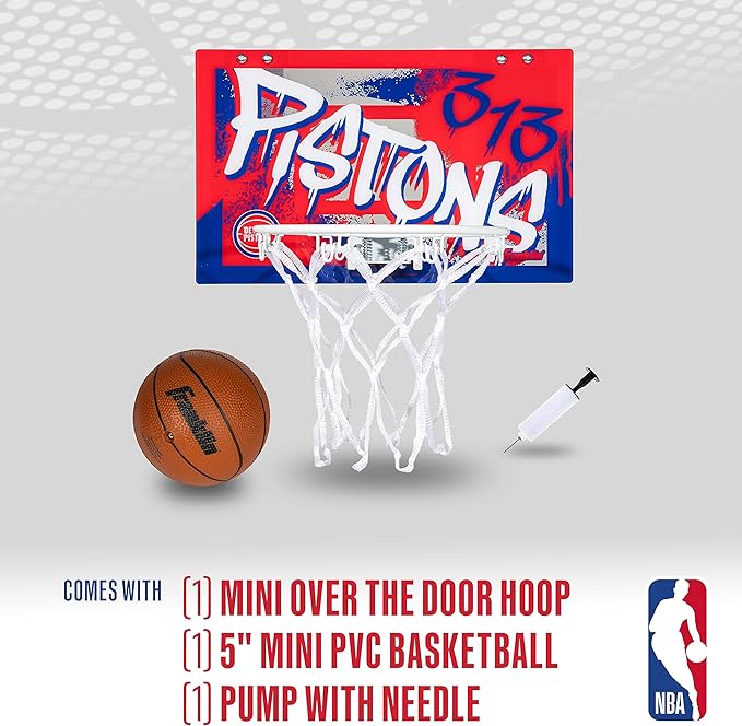 Franklin Sports NBA Team Over the Door Basketball Hoops - Kids Indoor Mini Basketball Hoop + Ball Set - NBA Fan Mini Hoops
