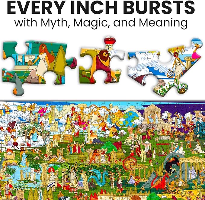 QUOKKA 1000 Piece Jigsaw Puzzle for Adults Greek Gods – Puzzles for Adults 1000 Pieces Premium Box Packaging - Extra Fun with Hidden Secrets & Audio Story – Perfect Relaxation & Creativity & Gift