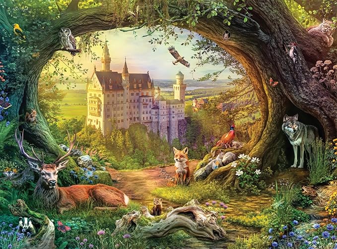 Buffalo Games – 1000 Piece Jigsaw Puzzle - Wild Neuschwanstein - Lars Stewart - Signature Collection Colorful Puzzle for Adults – Precision-Cut Pieces, Beautiful Artwork