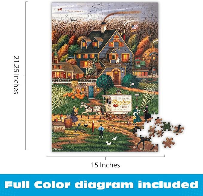 Buffalo Games – Charles Wysocki Secret Passage Inn 300 Piece Jigsaw Puzzle for Adults with Full-Color Reference Poster
