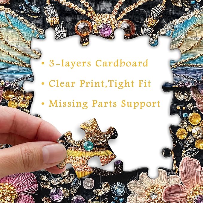 PICKFORU Jeweled Bee Jigsaw Puzzles 1000 Pieces, Diamonds Bumblebee Puzzles for Adults, Challenging Impossible Flowers Art Jigsaw Puzzle