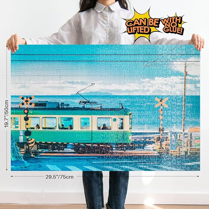 MOMIBOOK 1000 Piece Puzzle for Adults Jigsaw Puzzles of Seaside Kamakura Story, Painting Image Difficult Challenging Hard Impossible Puzzle Unique Funny Christmas Birthday Gifts