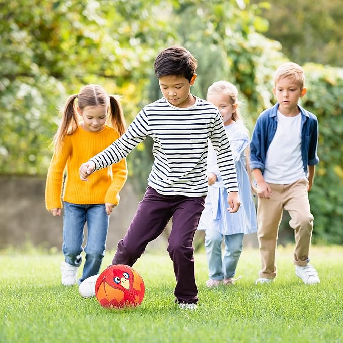 Kickball for Kids and Toddlers 1-3, 2 Pack Big 8.5 Inch Rubber Balls for Playground, Outdoor Bouncing Balls w/Pump and Dinosaur Themed Drawstring Bags, Child Ball Gift for Boys Girls