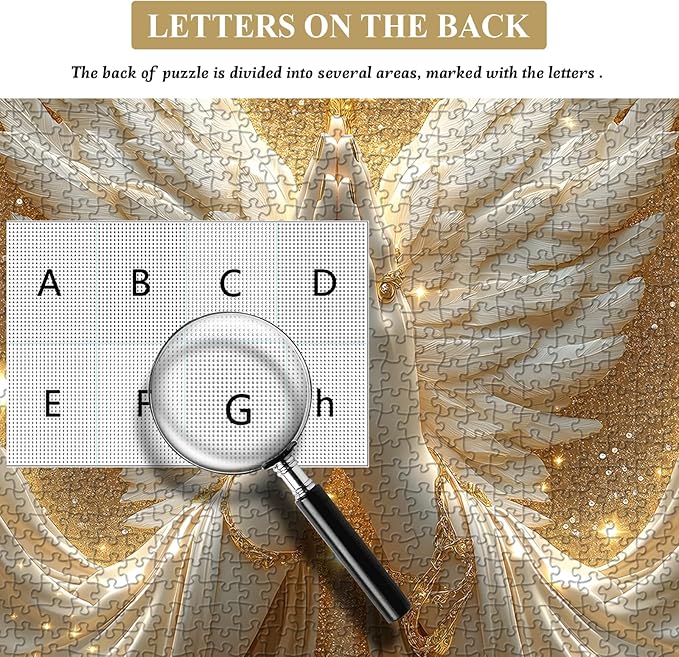 Christian Puzzles for Adults 1000 Pieces, White Angel Wings and Cross Religious Puzzles, Faith Spiritual Catholic Jigsaw Puzzle Jesus Holy Blessing, Christian Home Decor