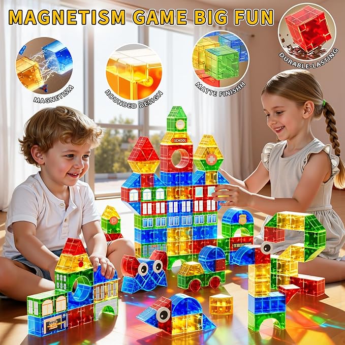 Magnet Toy for Toddlers 3-5, 115 Pieces Magnet Building Toys for Kids 4-8, Preschool Educational Christmas Birthday Gifts Toys for Kids Ages 3-5 Year Old Boys and Girls