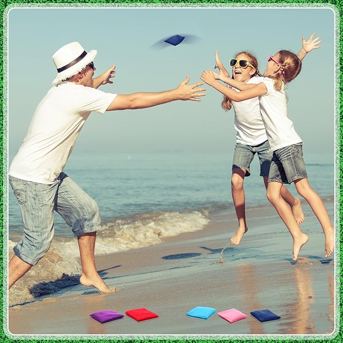 32 Pack Bean Bags Toss for Kids Cornhole Bean Bags Colorful Bean Bags for Tossing Canvas Toss Bags Hand Toy Toss Games Weights for Outdoor Yard Games, Assorted Colors (Fresh Colors,3.94 x 3.94 Inch)
