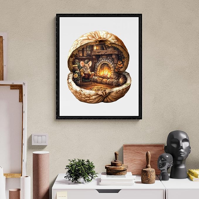 WOODBESTS Wooden Puzzles for Adults - Mouse's Walnut House, Mouse Wooden Jigsaw Puzzle, Unique Animal Wood Puzzles Adult, Xmas Gifts for Puzzle Lovers(265 Pcs, L, 13.4"x11.9")