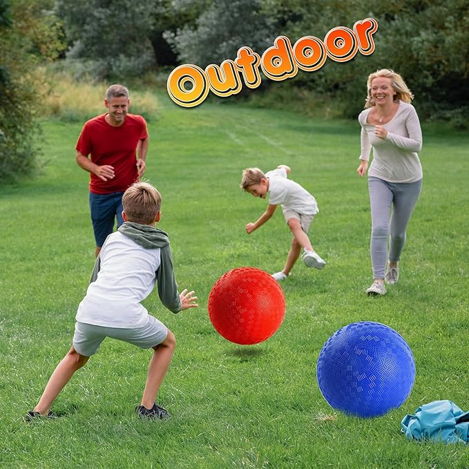 18-Inch Jumbo Playground Balls (3 Pack, Red&Blue&Green) - Oversized Inflatable PVC Balls for Kids & Pets, Backyard Grass Play, Indoor/Outdoor Games with Hand Pump