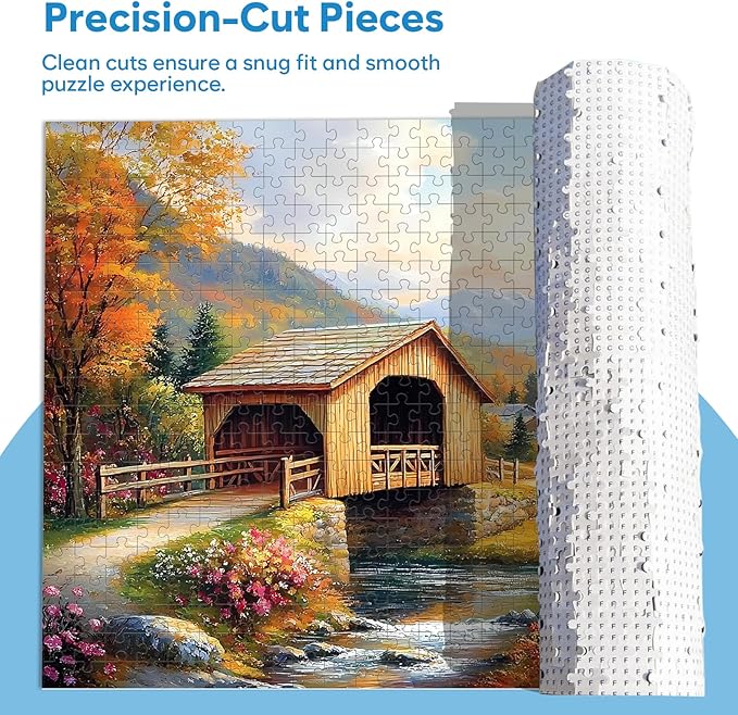 3 Pack 500 Pieces Jigsaw Puzzles for Adults, Beautiful Spring Fall Winter Puzzle for Teens Elderly, Recycled Paper Puzzle 500 Pieces, Glossy, Sturdy Pieces Challenging Family Game Gift 20.5x15in