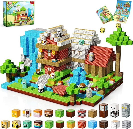 200PCS Magnetic Blocks - Magnetic Building Blocks, Magnet Cubes Game, Stacking Forest Set, STEM Montessori Sensory Stacking Toys for Kids Boys and Girls Ages 3+ Easter Birthday Gifts