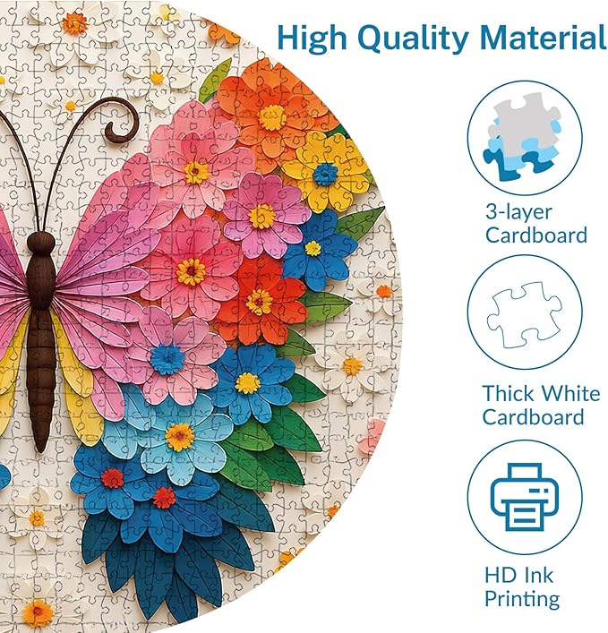 1000 Pieces Jigsaw Puzzles for Adults, Butterfly Jigsaw Puzzles 1000 Piece with Letters on Back, Butterfly Puzzle for Adults - Finished Size is 19.7"x27.6"