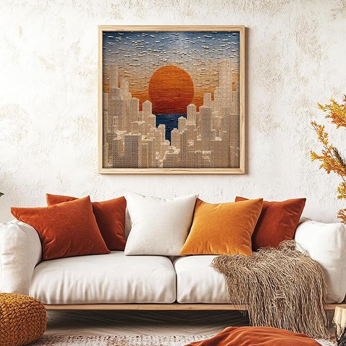 PICKFORU Gradient Sunset Puzzles for Adults 1000 Pieces, Mosaic City Jigsaw Puzzles, Unique Difficult Gradient Sky Puzzle