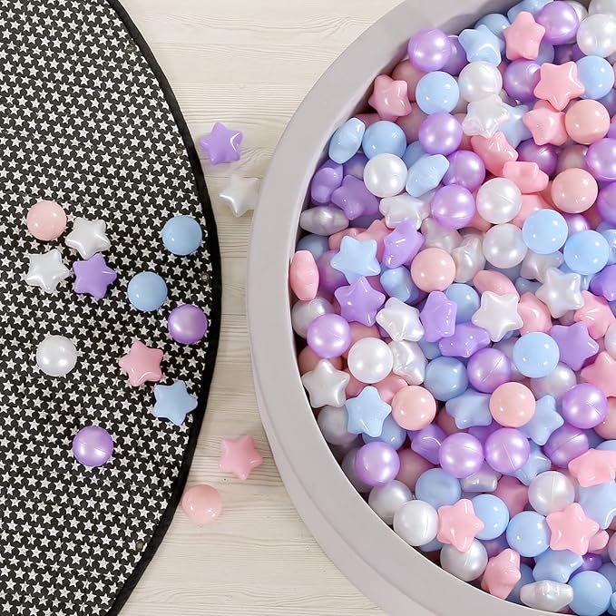 GOGOSO Ball Pit Balls for Toddlers Phthalate-Free BPA-Free Non-Toxic Crush Proof Soft Plastic Play Balls Baby Kids Shape Tent Pool Playhouse Playpen Party Decor, Pink Blue Purple White,100PCS