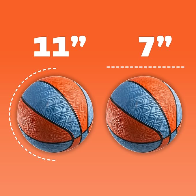 Rubber Mini Basketballs 7 Inch, Size 3 (Pack of 4) - Pool Basketball for Kids in Assorted Colors Indoor & Outdoor, Boys & Girls, for Small Hoops, Game Prizes, Arcade Games, w/Pump