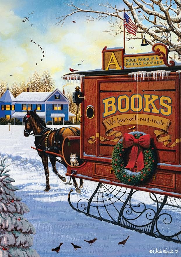 Buffalo Games - 300 Piece Charles Wysocki Jigsaw Puzzle - Holiday Sleigh and Book Themed Puzzle - Great for Adults and Families
