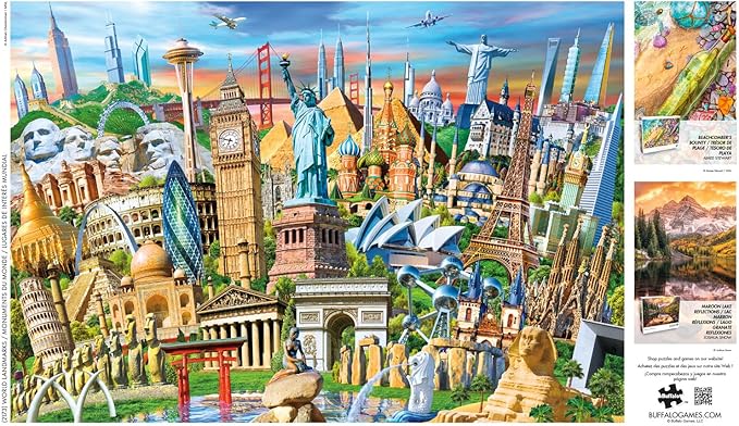 Buffalo Games - Adrian Chesterman - World Landmarks - 2000 Piece Jigsaw Puzzle for Adults - Challenging Puzzle Perfect for Game Nights - Finished Size is 38.50 x 26.50