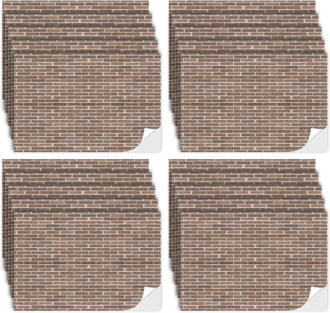 Flutesan 12 Pcs Miniature Dollhouse Wallpaper and Flooring Peel and Stick Mini DIY Self Adhesive Dollhouse Accessories 8.27 x 11.69 Inch (Gray Clinker)