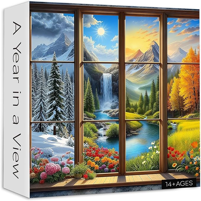 PICKFORU Season 1000 Piece Puzzle for Adults, A Year in a View Jigsaw Puzzles, Nature Art Mountain Scenery Puzzle as Wall Decor