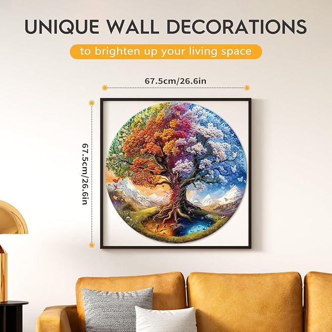 masseruon Round Puzzles for Adults 1000 Pieces-Tree of Life Puzzle-26.6 * 26.6in Jigsaw Puzzles with HD Matte Finish-Hard Impossible Difficult Puzzle for Adult-Challenging Gift for Puzzle Lovers