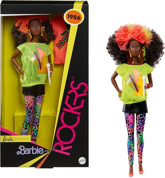 Barbie Signature Doll, and the Rockers Collectible Repro Deedee Doll, 40th Anniversary of 1986 Line, Doll Stand and Displayable Packaging