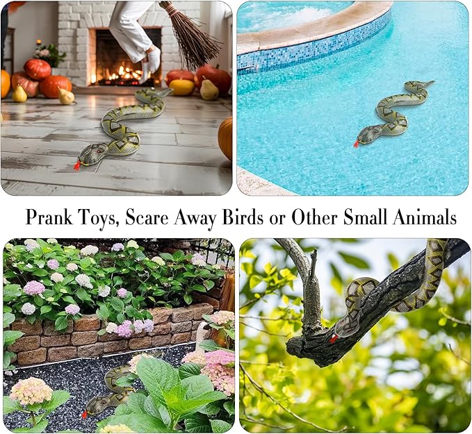 Inflatable Snakes for Pool, 2 Pcs Blow Up Fake Snakes Animals Pool Floats, Large Inflatable Fake Snake for Garden Pools Lawn Plants Party Favors Halloween Decoration, Prank Keep Ducks Out
