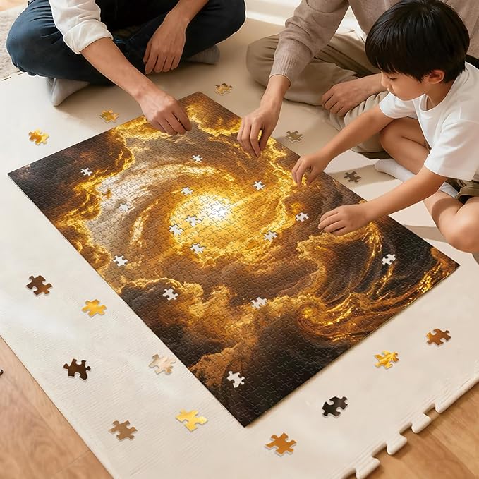 Puzzle for Adults 1000 Pieces, Golden Cloud Vortex Sun Puzzle, Challening Impossible Difficult Hard Fun 1000 Pieces Jigsaw Puzzles for Adults