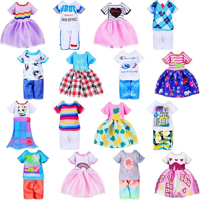 Hungdao 16 Pcs Girl Boy Doll Clothes Lovely Outfits Mini Doll Clothes 6 Inch Dolls Accessories for Kids Birthday Outfit(Boys and Girls)