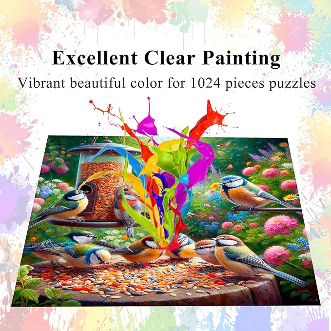Jigsaw Puzzles for Adults 1024 Pieces, Feed Bird Interlock Perfectly No Dust, Home Decors Family Challenge Toys for Men Women Elders Seniors (19.6"x19.6"), 1:1 Poster