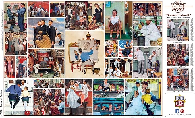 MasterPieces 1000 Piece Jigsaw Puzzle for Adults, Family, Or Youth - Rockwell Collage - 19.25"x26.75"