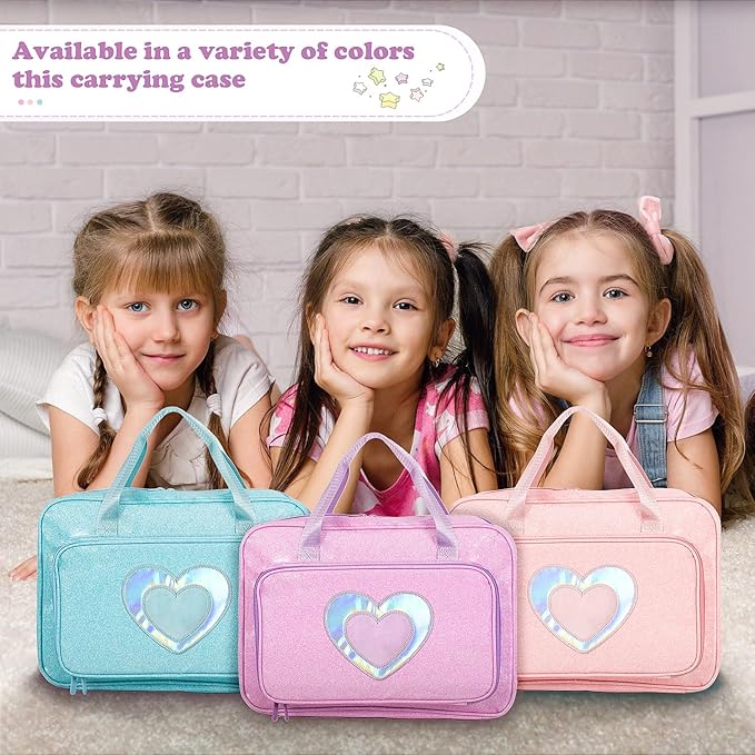 Carrying Case Compatible with Barbie Dolls 12-Inch, Storage Organizer with Handle Holds up to 6 Dolls,Multiple Pockets for Accessories,Toy Storage Box, lavender,Bag Only