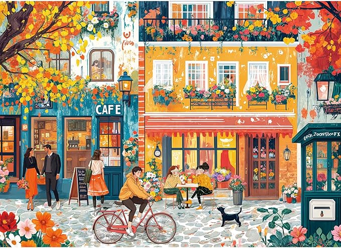 Puzzles for Adults 1000 Pieces, Romantic Street Scene Jigsaw Puzzle with 1:1 HD Poster, Perfect Interlocking No Dust, Stress Relief Ideal Gift for Family Games