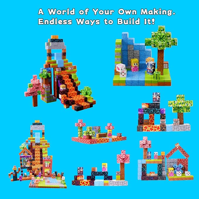 150 PCS Magnetic Building Blocks for Kids Magnet Build Cubes Toys Magnets STEM Montessori 0.8in Sensory Construction Game for Toddler Ages 3 4 5 6 7 8 9 10 Boys Girls Christmas Birthday Gifts