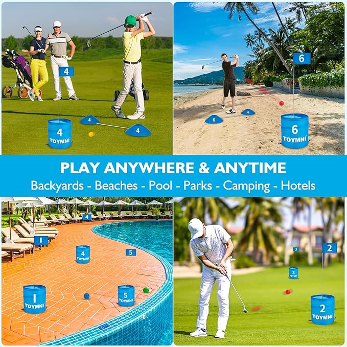 Golf Game Set - Portable Indoor/Outdoor Backyard/Beach PAR 6 Hole Game for Adults & Kids