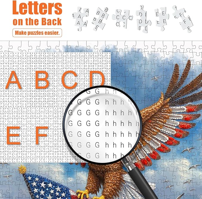 American Flag Eagle Puzzles for Adults 500 Pieces - USA Patriotic Jigsaw Puzzle Faith Country, United States Bald Eagle Puzzle with Letters on Back, US 4th of July Puzzles as Patriots Home Decor
