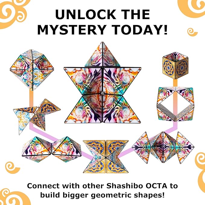Shashibo Octa Shape Shifting Box - STEM Fidget Toy with Ultra Strong Magnets - Sensory Puzzle Cube Transforms Into 100+ Shapes, Easter Basket Stuffers Gift for Kids, Teens, and Adults (Atlantis)