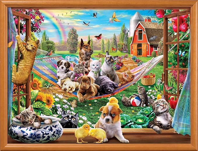 MasterPieces - 300 Piece Jigsaw Puzzle, Large EZ Grip Shapes, Afternoon Siesta, Fun for Adults, Seniors, Family, Kids, Matte Finish, 18"x24"