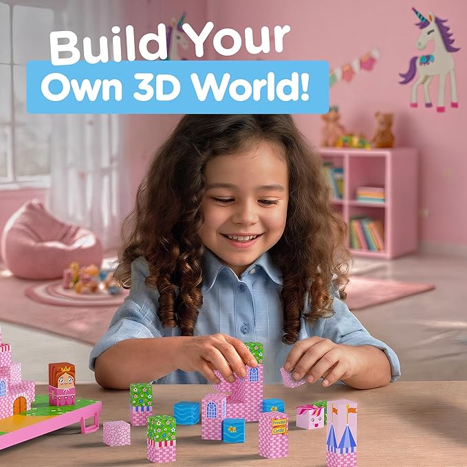 Magnetic Building Blocks for Kids with Magnetic Storage Board — Princess Castle Magnet Cubes Toy Building Set — Gift-Ready 84-Piece Pixy Stacking STEM Building Toys for Boys & Girls Ages 3 to 12