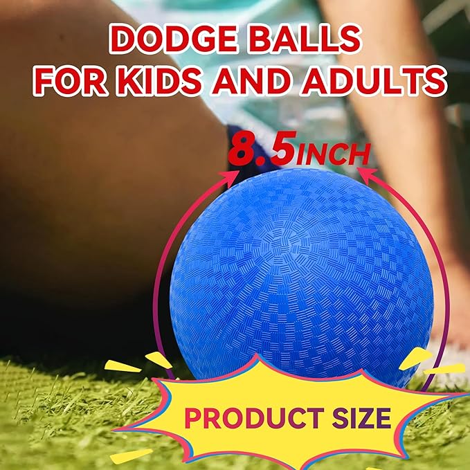 2 Pack Cartoon Kickball Set, 8.5 Inch Toddler Playground Balls, Bouncy Balls Ball for Kids Ages 3 and Up Gift, Dodgeballs Includes Pump and Storage Bag, Outdoor & Indoor Games Toy Balls for Toddlers