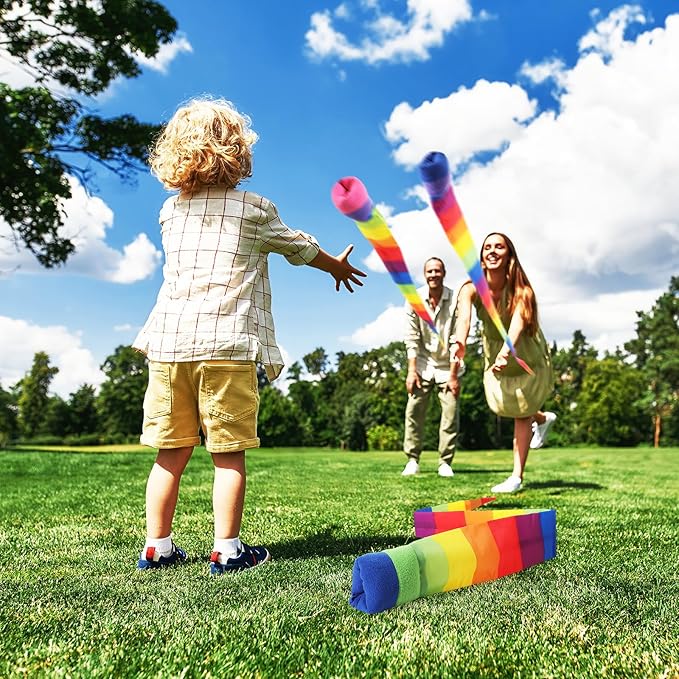 Leyndo 8 Pcs 26 Inch Throw and Catch Balls with Rainbow Tail, Fun Colorful Sports Comet Balls Playground Toys for School Classroom Beach Outdoor Camping Healthy and Fun Games (Mixed Color)