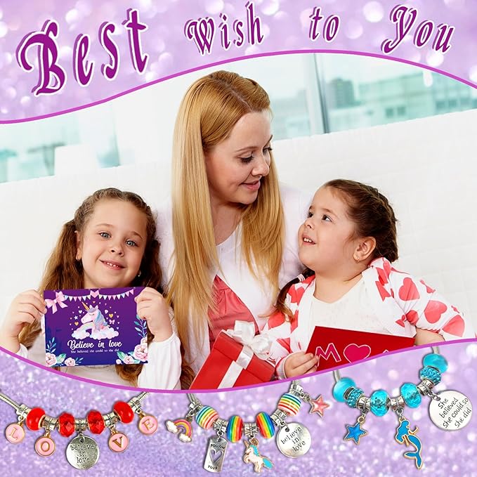 Charm Bracelet/Jewelry Making Kits for Kids Girls,Unicorn Birthday Gifts,Arts Crafts Toys for 5 6 7 8 9 12 Years Old Girls