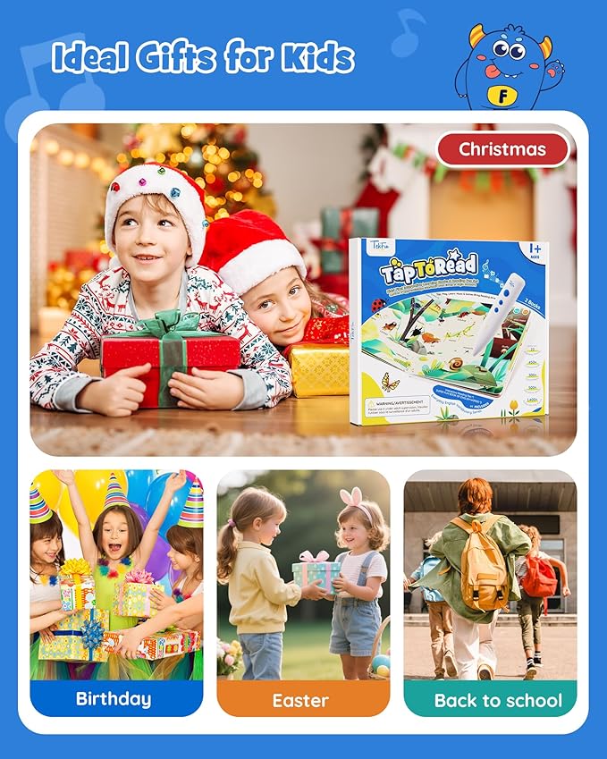 TEKFUN Nursery Rhymes Musical Books with Talking Pen, Interactive Sound Books for Toddlers 1-3, Autism Sensory Educational Toys for Kids Ages 3-6