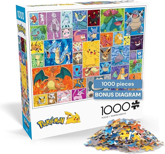 Buffalo Games - Pokemon - Frames - 1000 Piece Jigsaw Puzzle for Adults Challenging Puzzle Perfect for Game Nights - 1000 Piece Finished Size is 26.75 x 19.75, Large