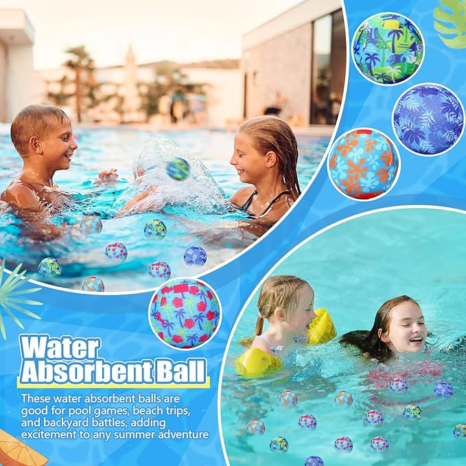 Reusable Water Float Balls Pool Beach Toys for Outdoor Summer Activities 2 Inch Splash Water Small Absorbent Balls Bulk for Adult Swimming Beach Soaking Game Party