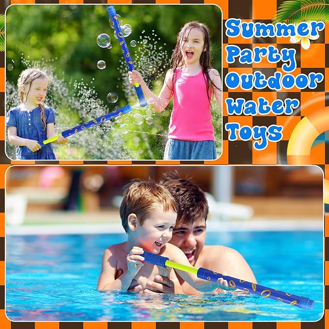 6 Pcs Blue with Gold Rings Water Guns Bulk Party Favors for Kids 15.75" Water Squirters Blaster Shooters for Summer Swimming Pool Beach Cartoon Birthday Gifts Supplies