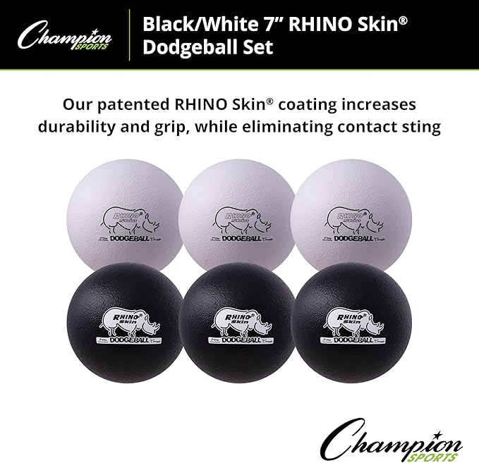 Champion Sports® Rhino Skin® Low Bounce Dodgeball Sets & Singles for Playground, PE, Backyard & League Games – Team Sports Equipment for Youth & Adults